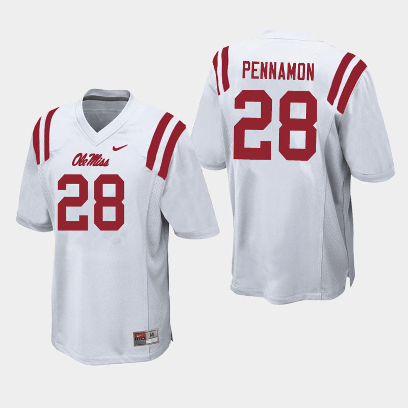 Men #28 D'Vaughn Pennamon Ole Miss Rebels College Football Jerseys Sale-White